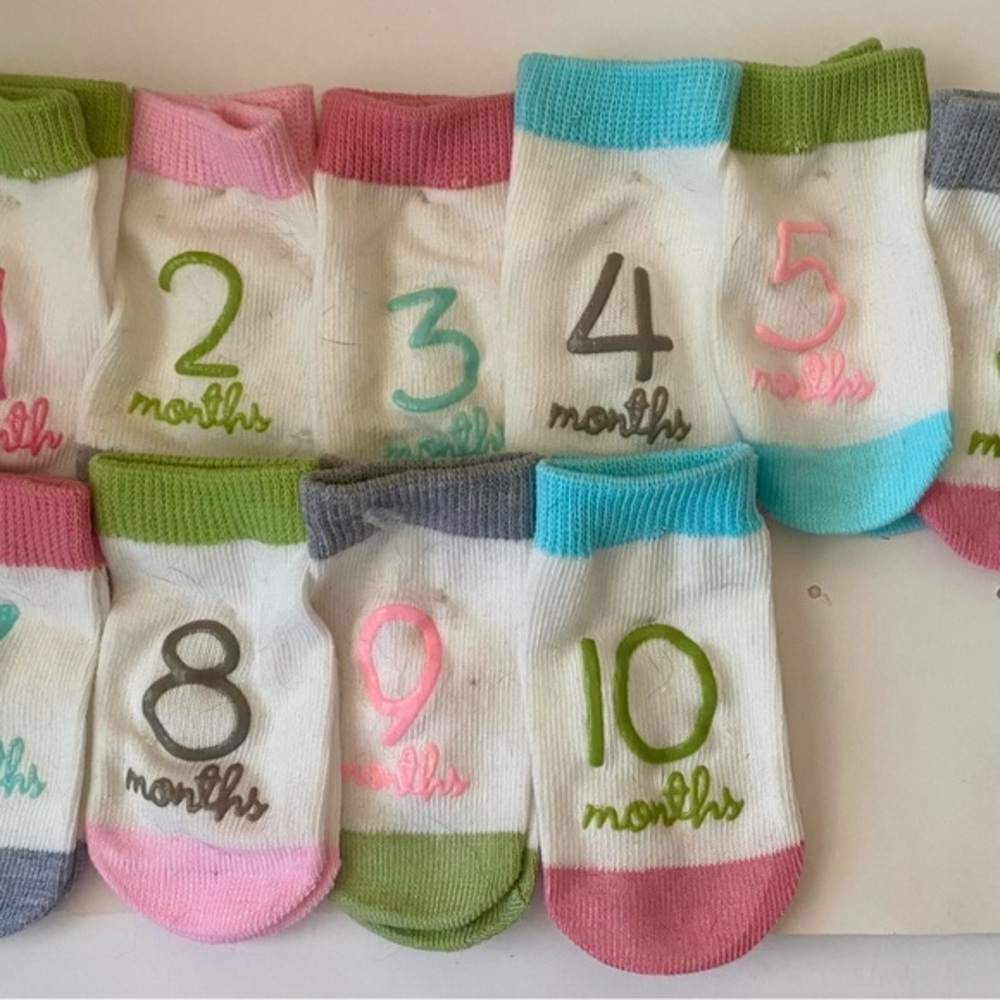 Baby Milestone Socks Set - Pink, Blue, Green, Gray
